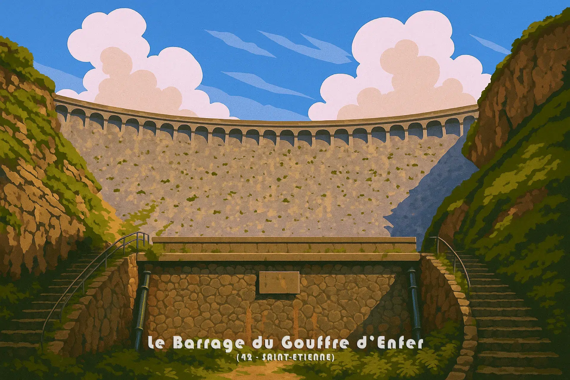 Affiche vintage du barrage du gouffre d’enfer